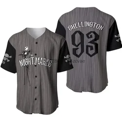 New Jack Skellington Baseball Jersey Custom Name Men's And Women's  Baseball Jersey Fashionable Disney Short Sleeve T-Shirt