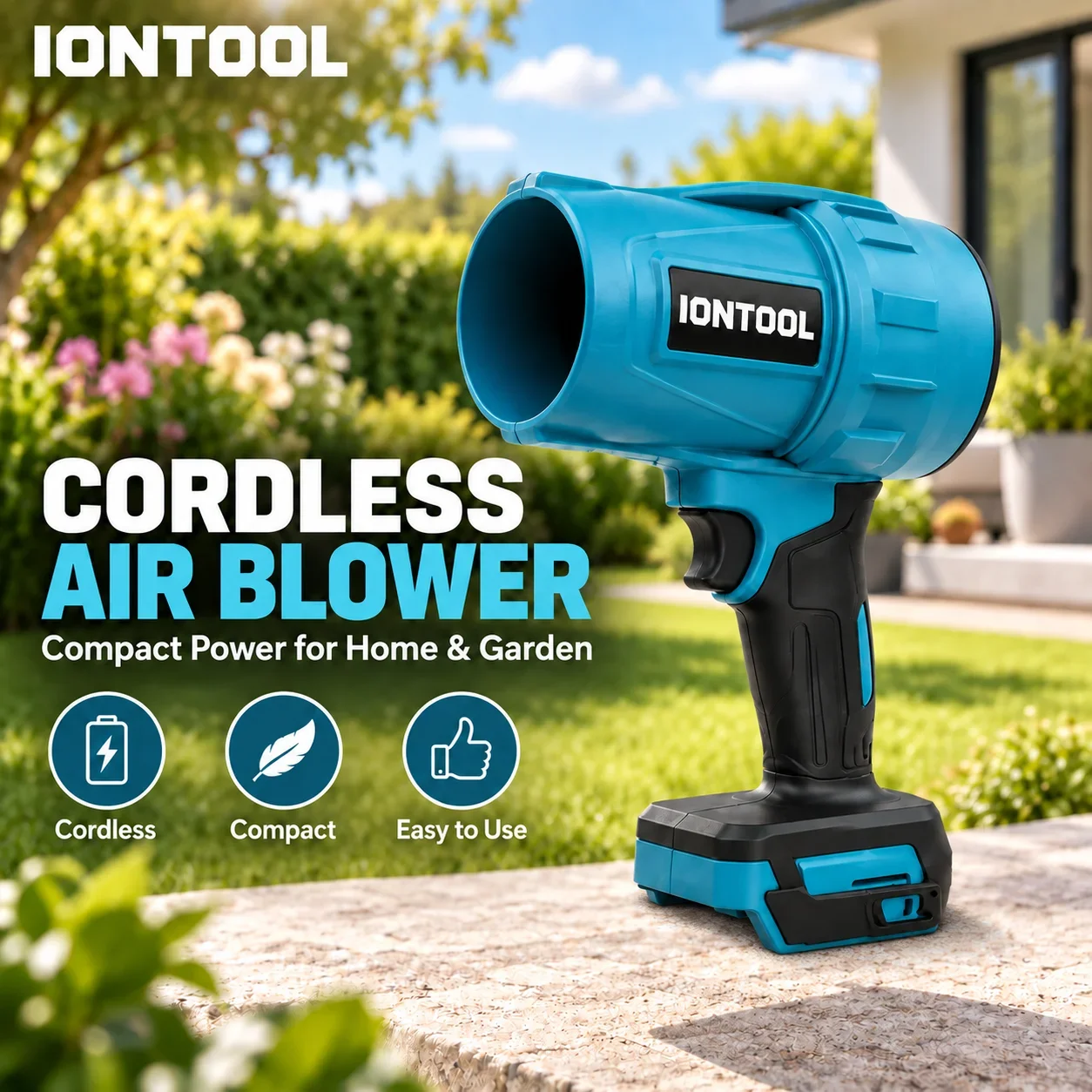 IONTOOL 700W Cordless Leaf Blower Strong Airflow for Yard Lawn and Driveway Sweeping Tasks Tool Only