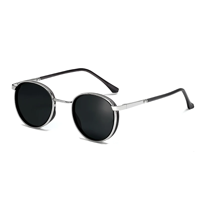 HBK TRetro Punk Herren Polarisierte Sonnenbrille Rundes Design Modische UV400 Unisex Sonnenbrille Reise Party Ideaal für Geschenke – Detail 10