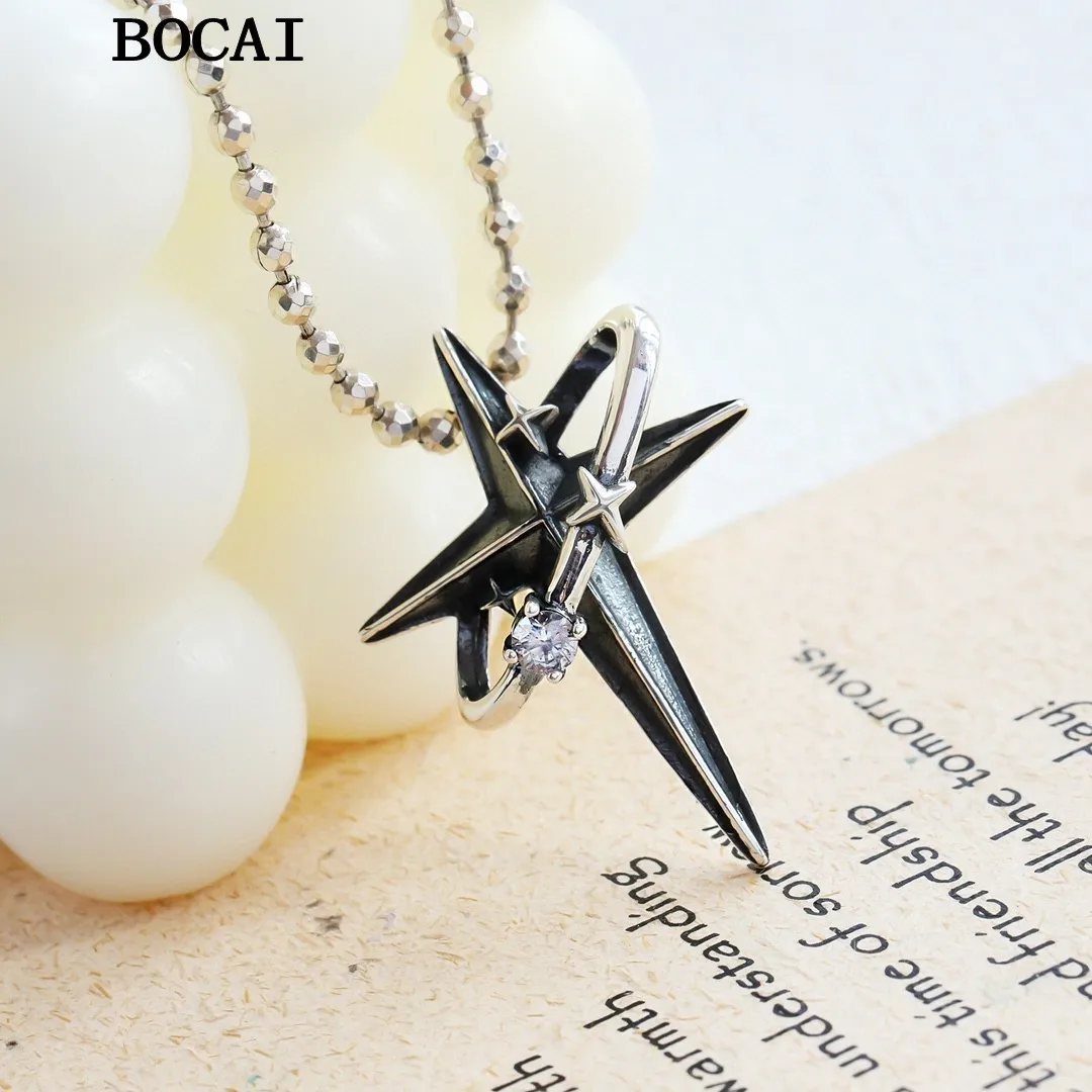 

BOCAI газет 925 серебро хип-хоп модный Индивидуальный крест кулон мужской подарок