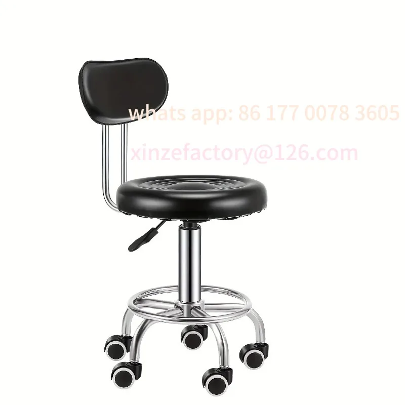 

Customizable Adjustable Swivel Bar Stool with Backrest - Contemporary Faux Leather & Chrome-Plated Iron,Office Stool