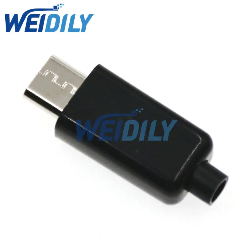 10PCS 4 in 1 DIY Micro USB Welding Type Male 5 Pin Plug Connector Wire Plastic Cover White/black New