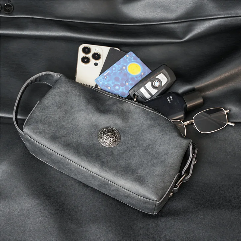 2022 New Men\'s Clutch Bag Business Casual Clutches Bags Mens Soft Pu Leather Cluth Male Mobile Phone Bag Hand Bag Purse Wallet