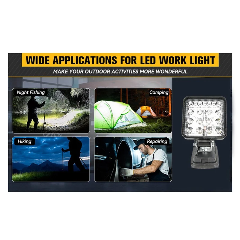 LICE-2Pcs 4 Inch LED Work Light For 18V Battery Battery Power LED Shop Light LED Site For Work Light