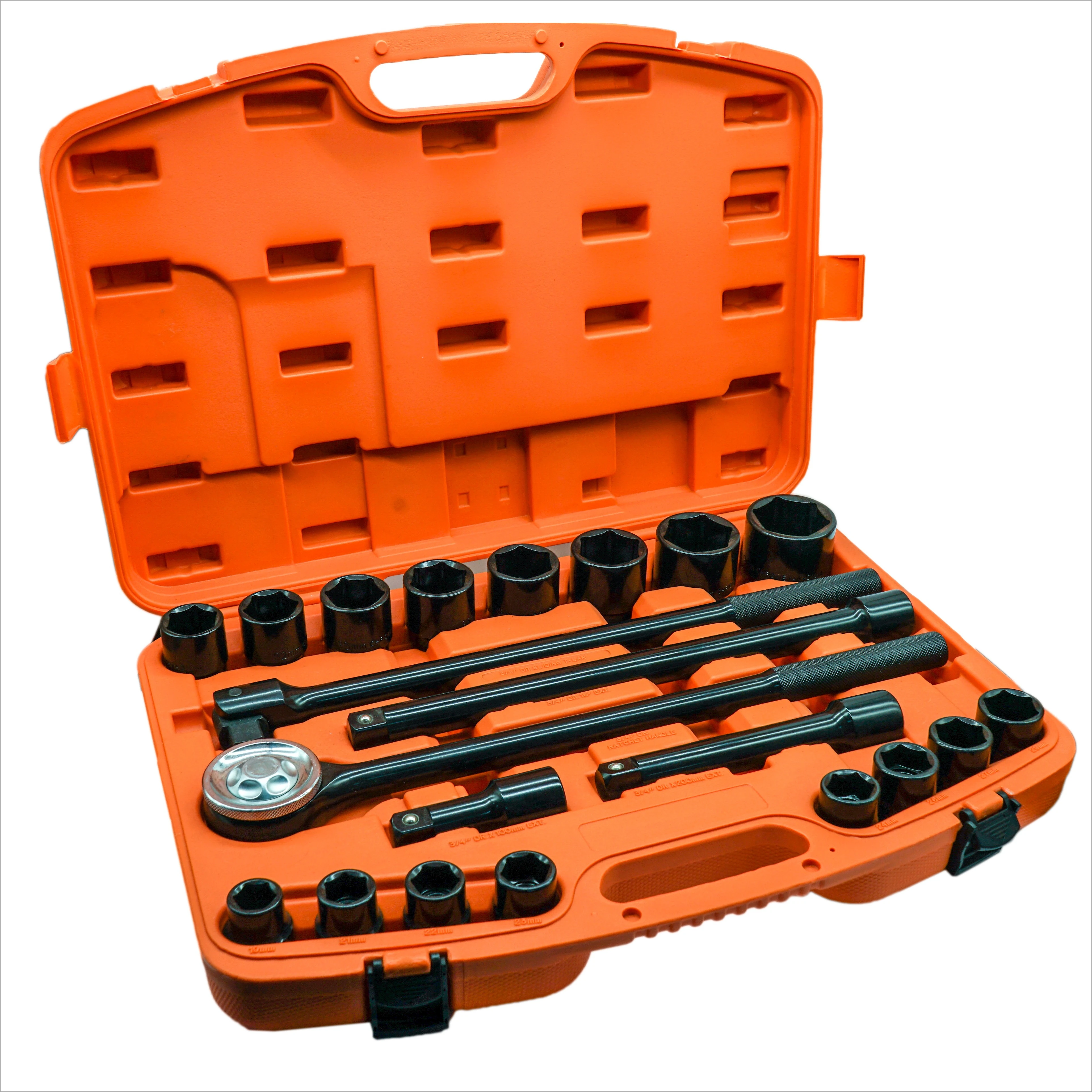 3/4'' Drive 21PCS Custom Steel Socket Set Professional Complete Wrench Hand Socket for Machineries and Car Tool Sets