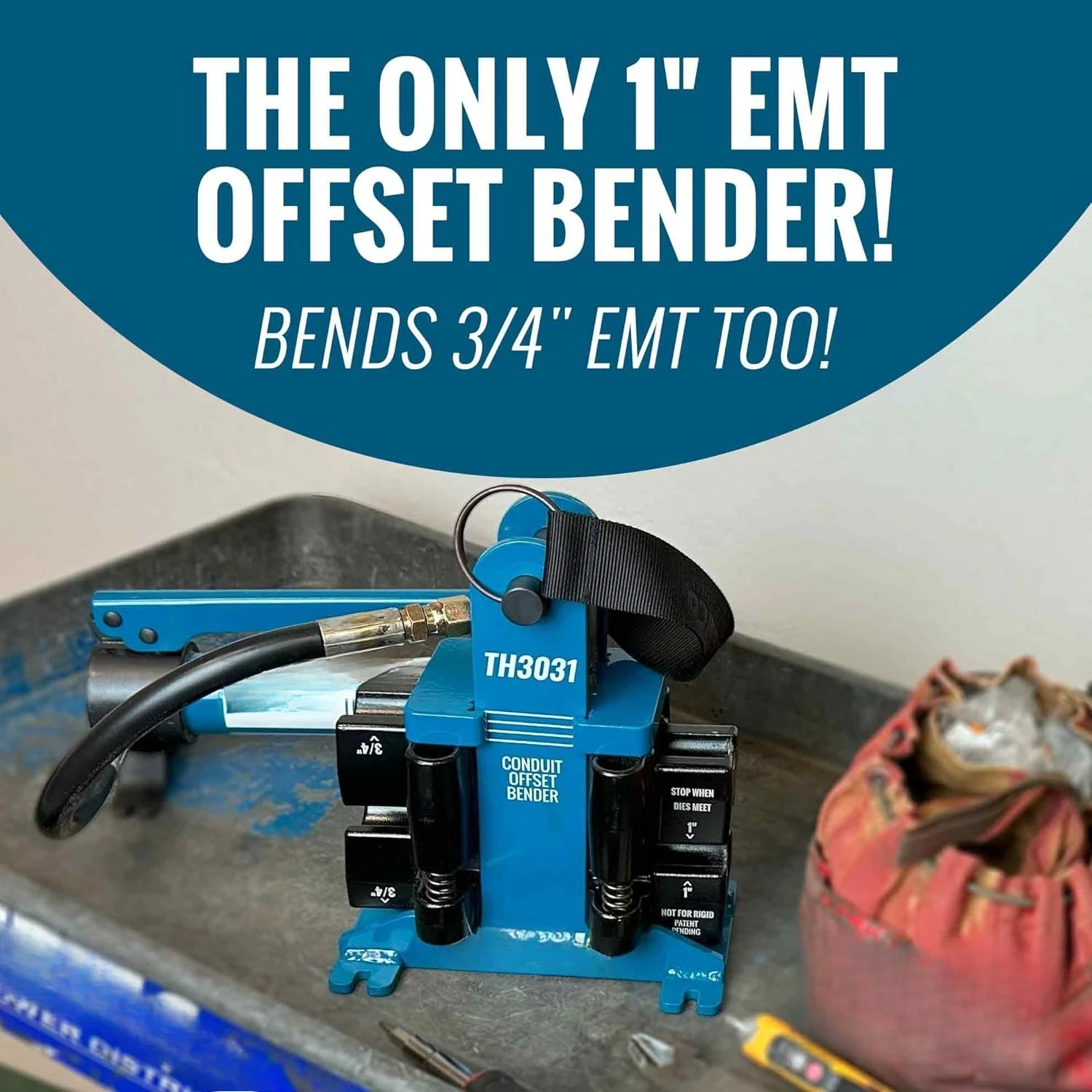 

TH3031 Dual Size Hydraulic Conduit Offset Bender Both 1" & 3/4" EMT