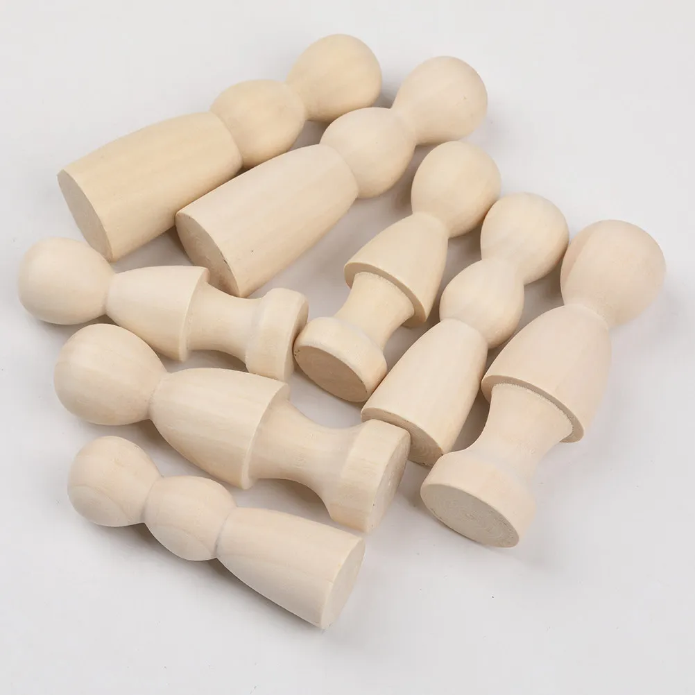 

10Pcs DIY Blank Wooden Peg Unpainted Craft Supplies for Art Projects Painting Sculpting Imagination Development Stylish