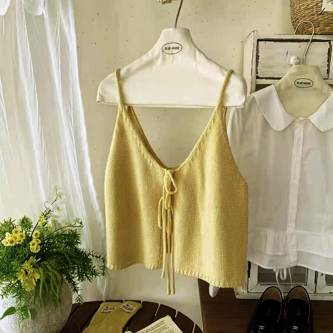 Korean Style V-Neck Knitted Wrap Cardigan Women's Sweater Autumn Layering Sweet Double-Sided Wear Tank Top Outerwear image 5