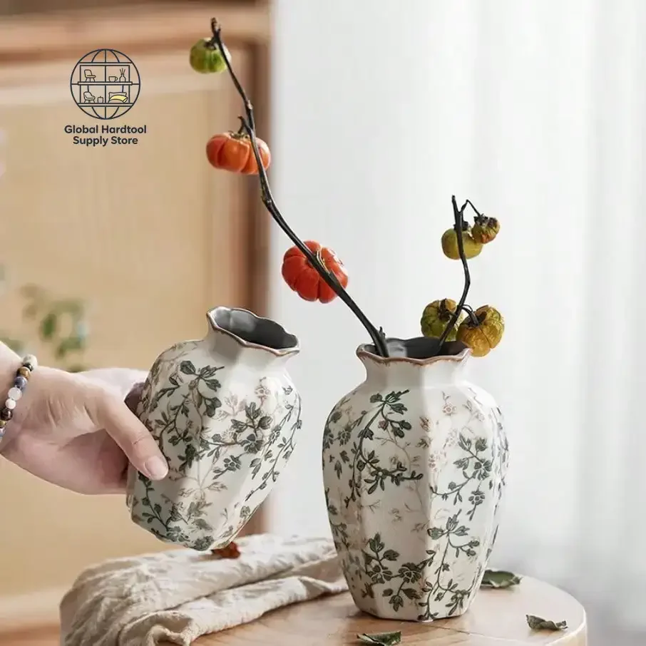 Ice Cracked Ceramic Vase Water Nourishing Flower Arrangement Dried Flower Gift Antique Blue Zen Home Decor Table Centerpiece