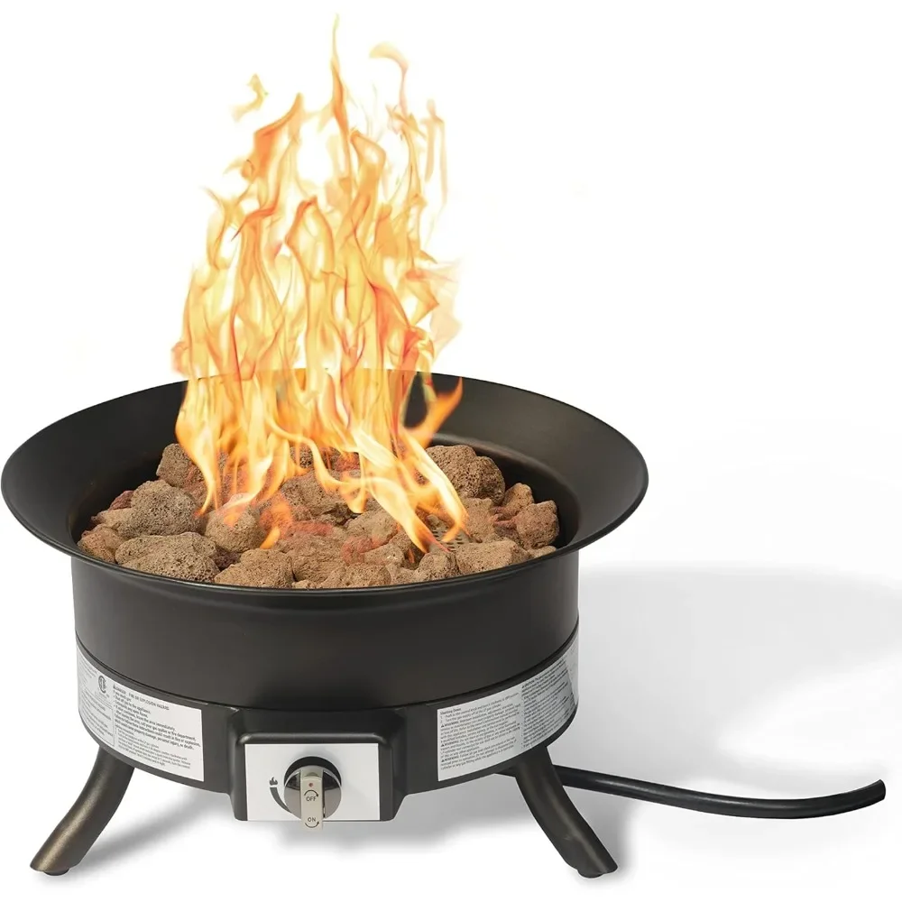 19-Inch 55,000 BTU Round Portable Propane Gas Fire Pit with Carry Strap