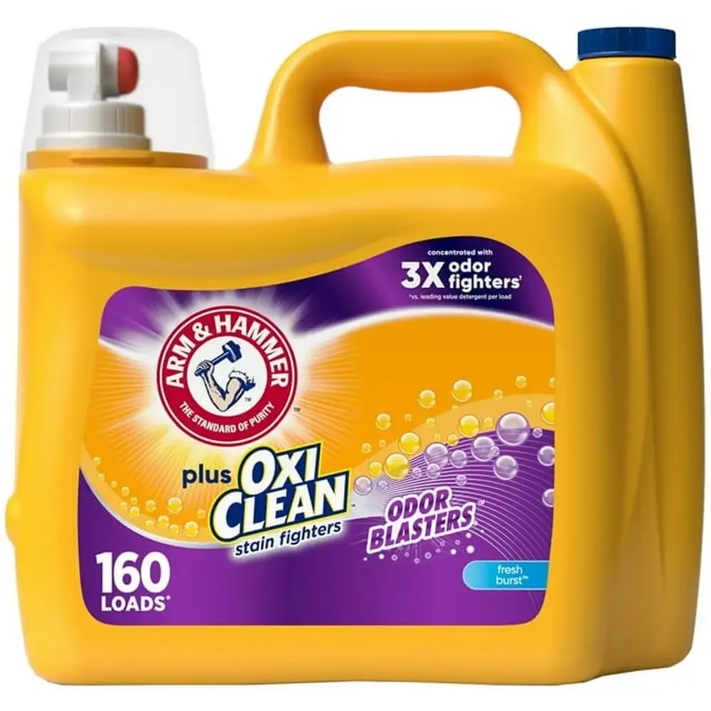 

Жидкое моющее средство для прачечной ARM & HAMMER Plus OxiClean 208 унции, средство для удаления пятен и запахов с тройной мощностью, 160 нагрузок