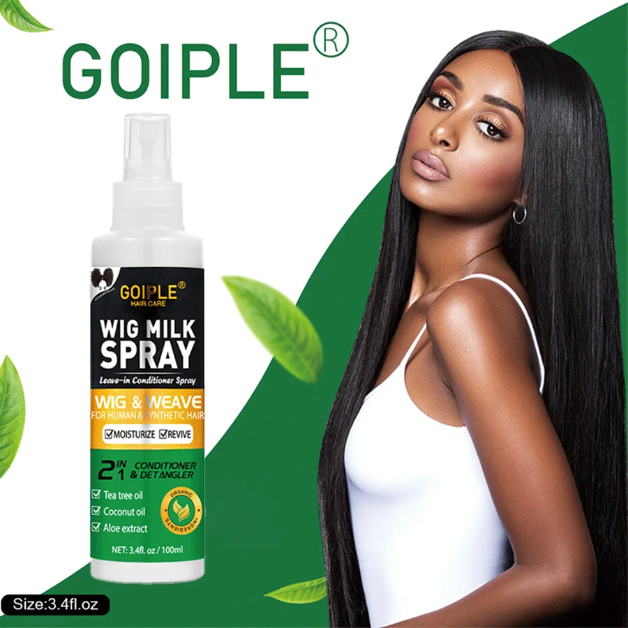 GOIPLE 100ml 2 In 1 Professional Wig Milk Spray Leave In Conditioner Heat Protection Mist Moisturizes Hair Care Product