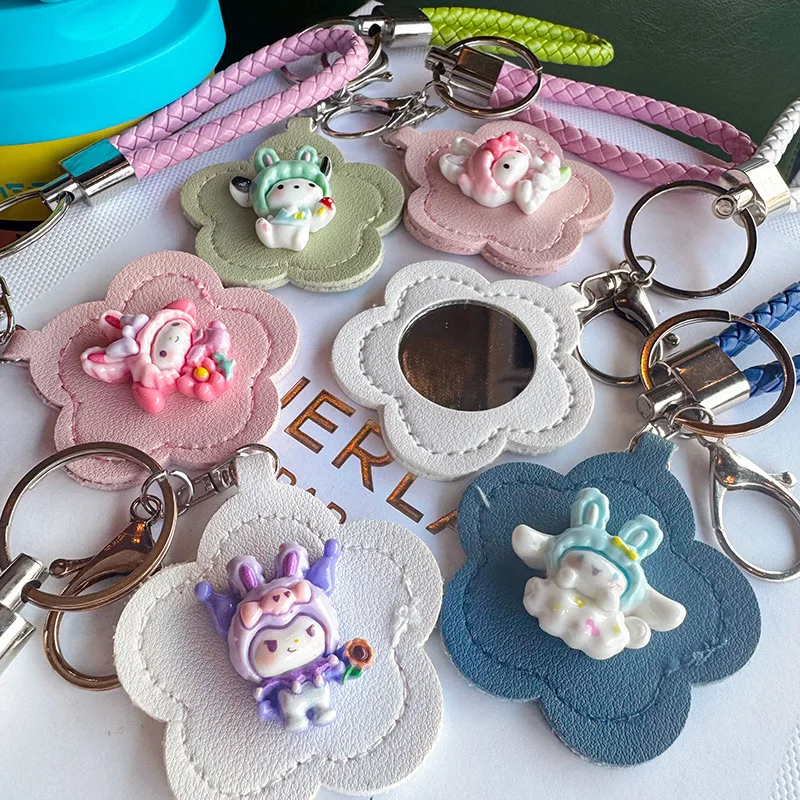 

1/5PCS Kurumi Anime Cartoon Flower Portable Compact Makeup Mirror Keychain with Integrated Protective Case