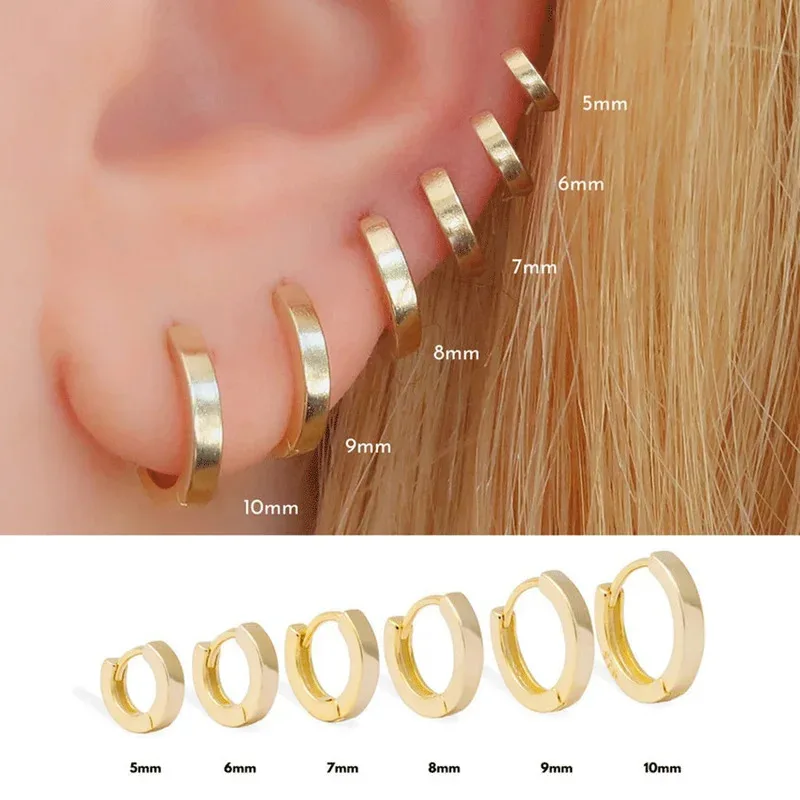 

YISON 925 Sterling Silver Gold Plain 5mm 6mm 7mm 8mm 9mm 10mm Huggies Piercing Clips Hoop Luxury Clips Pendiente Loops Earrings