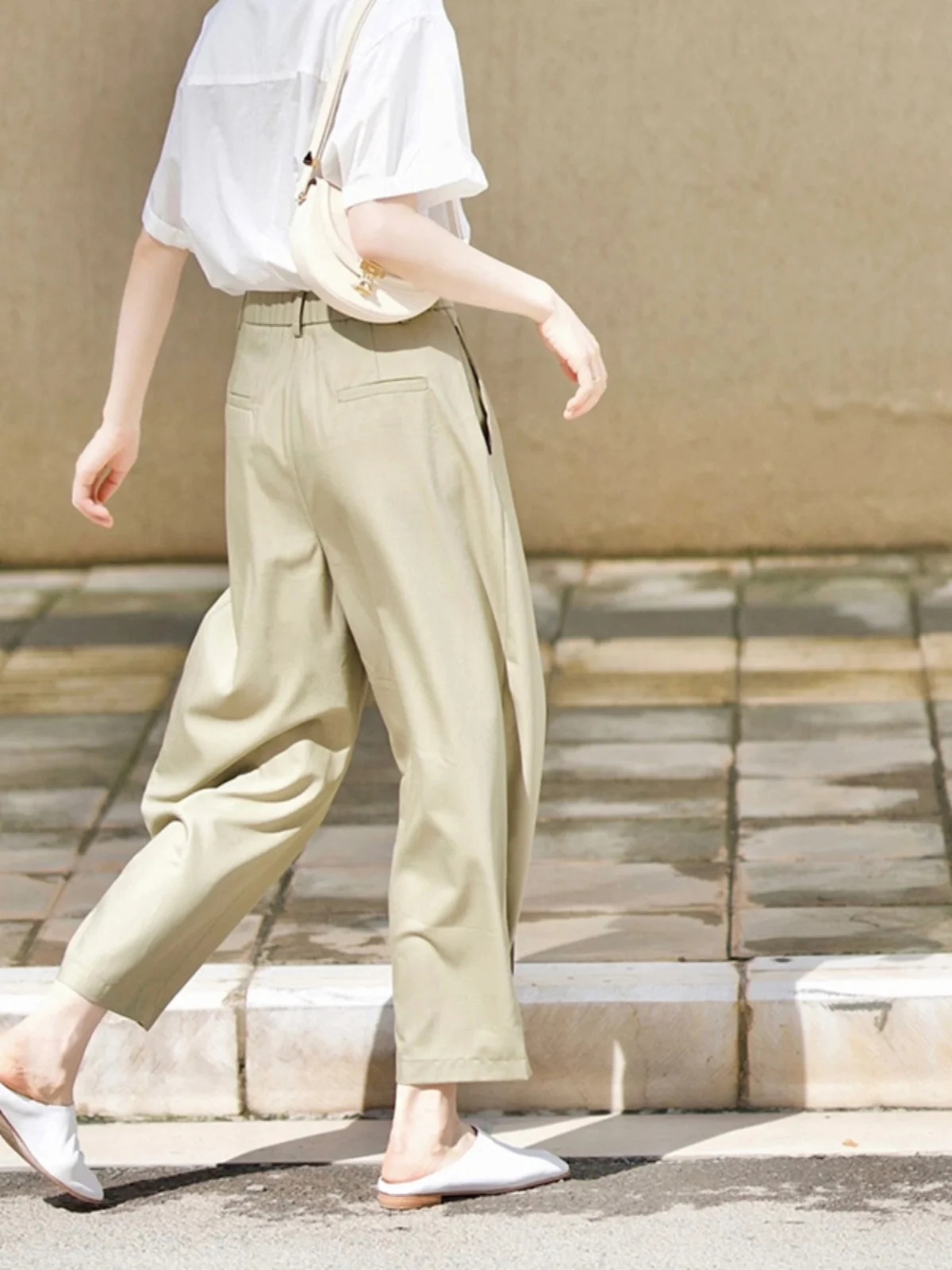 

Японские повседневные брюки для женщин, прямые брюки с высокой талией, тонкие брюки-костюм, летние легкие брюки с карманами