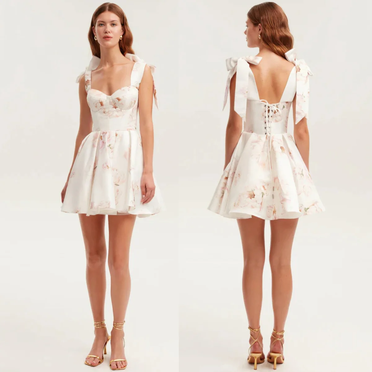 

Розовые платья трапециевидной формы без рукавов с принтом, женское французское модное вечернее платье на шнуровке, плиссированное пышное платье, лето 2025, короткое платье