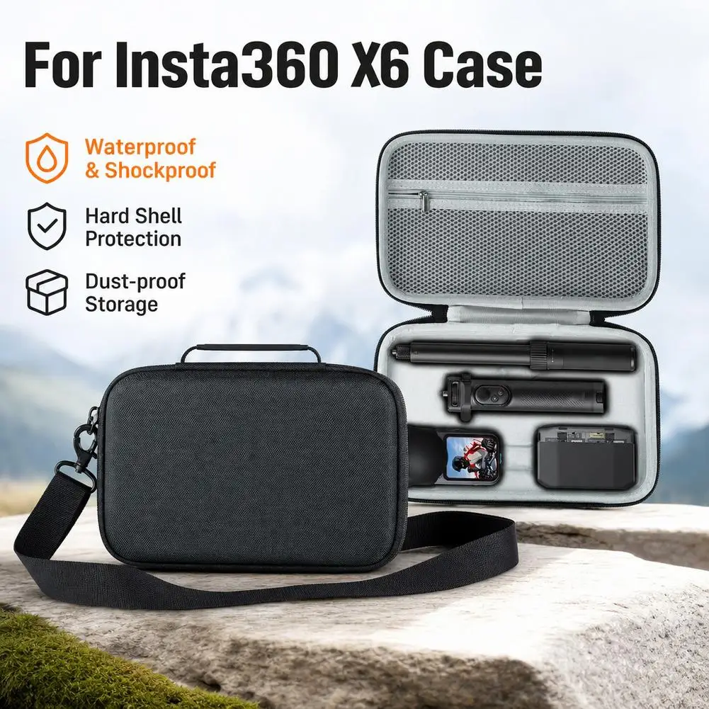 Hard Carrying Case for Insta360 X6 Action Camera Portable Storage Bag Shockproof Waterproof Travel Protective Bag with Shoulder view 4