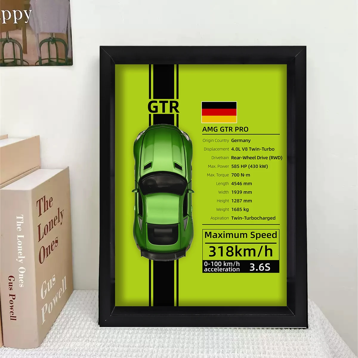 

3D car model living room decoration, alloy simulation sports car study photo frame decoration collection enthusiast gift