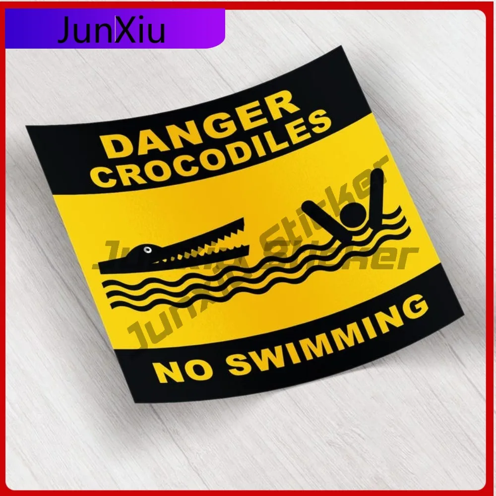 

Danger Crocodiles No Swimming Sign Vinyl Sticker Exterior Decal Decoration Bumper Luggage Kayak Suv Decoration Decals Motorcycle
