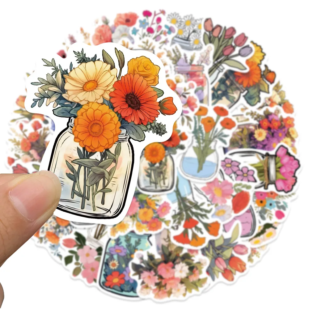 10/50Pcs Flowers Waterproof Graffiti Sticker Aesthetic Decorative Luggage Cup Guitar Laptop Phone Scrapbook kids Stickers Toy