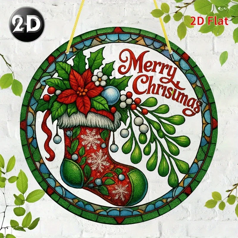 2D Flat Printed Designs, Circular Acrylic Wall Decorations, Christmas Stocking Blessings, Window Garden Decorations