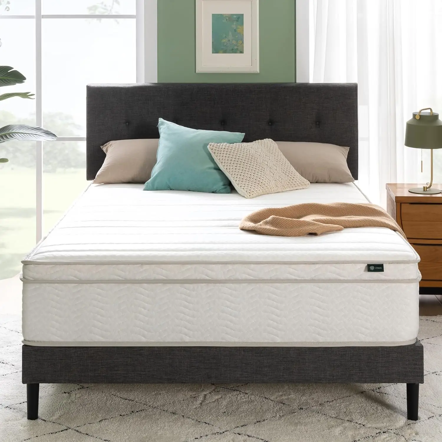 

ZINUS 12 Inch Foam and Spring Hybrid Mattress [New Version], King, Fiberglass Free, Medium Firmness