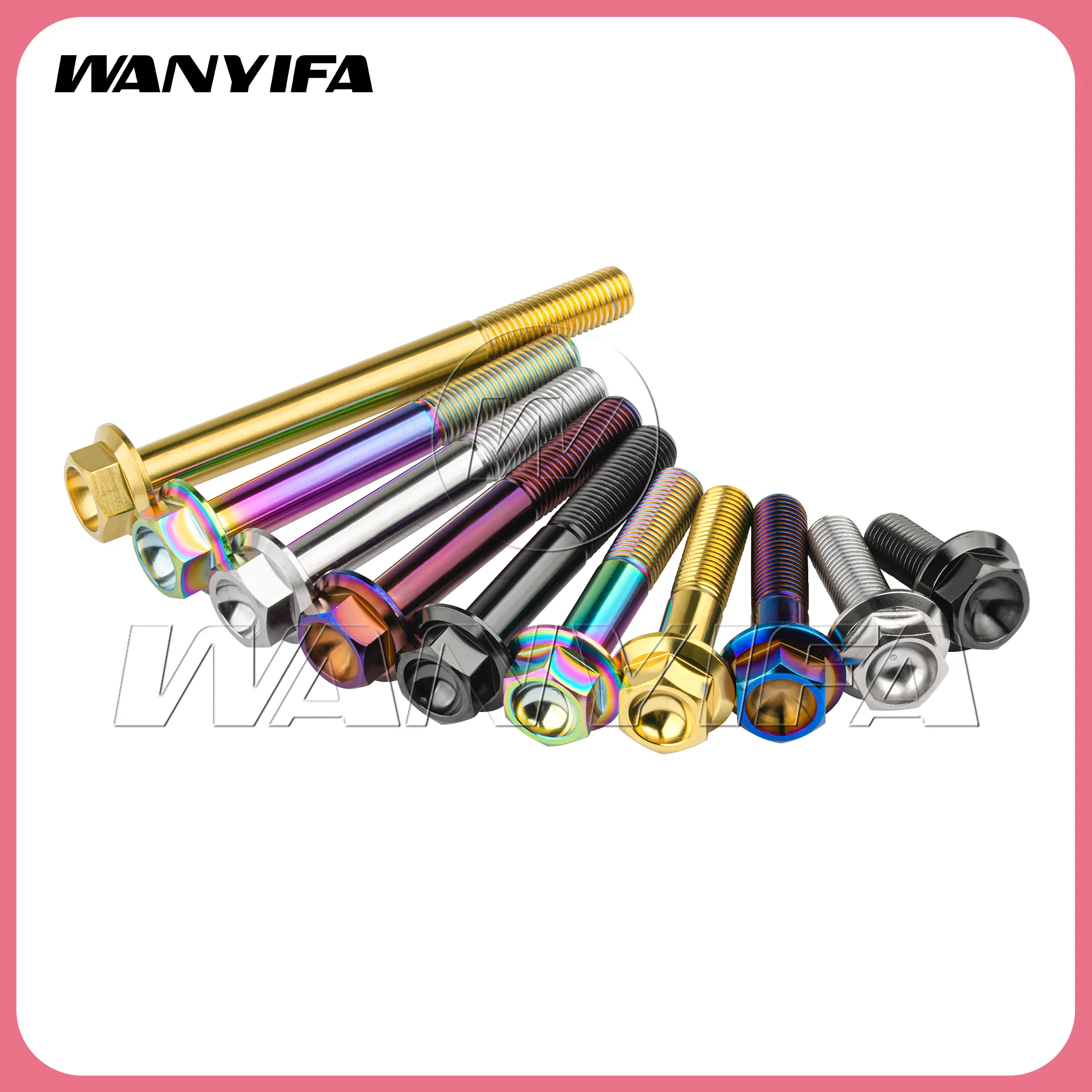 Wanyifa 10pcs Titanium Bolts M10x20——100mm Pitch 1.25mm  DIN6921 Flange Hex Head Screw for Motorcycle