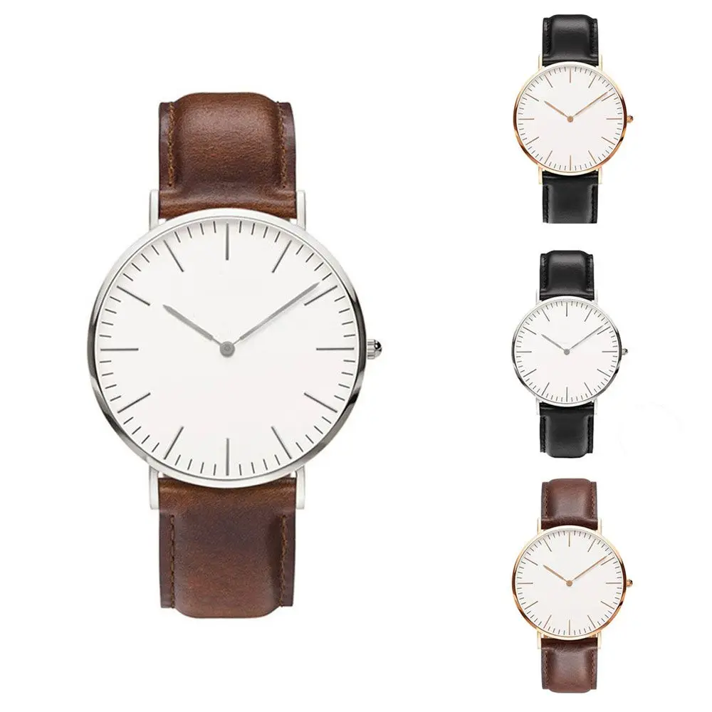 Fashion Casual Designer Simple Leather Quartz Watch Wristwatch Watchband