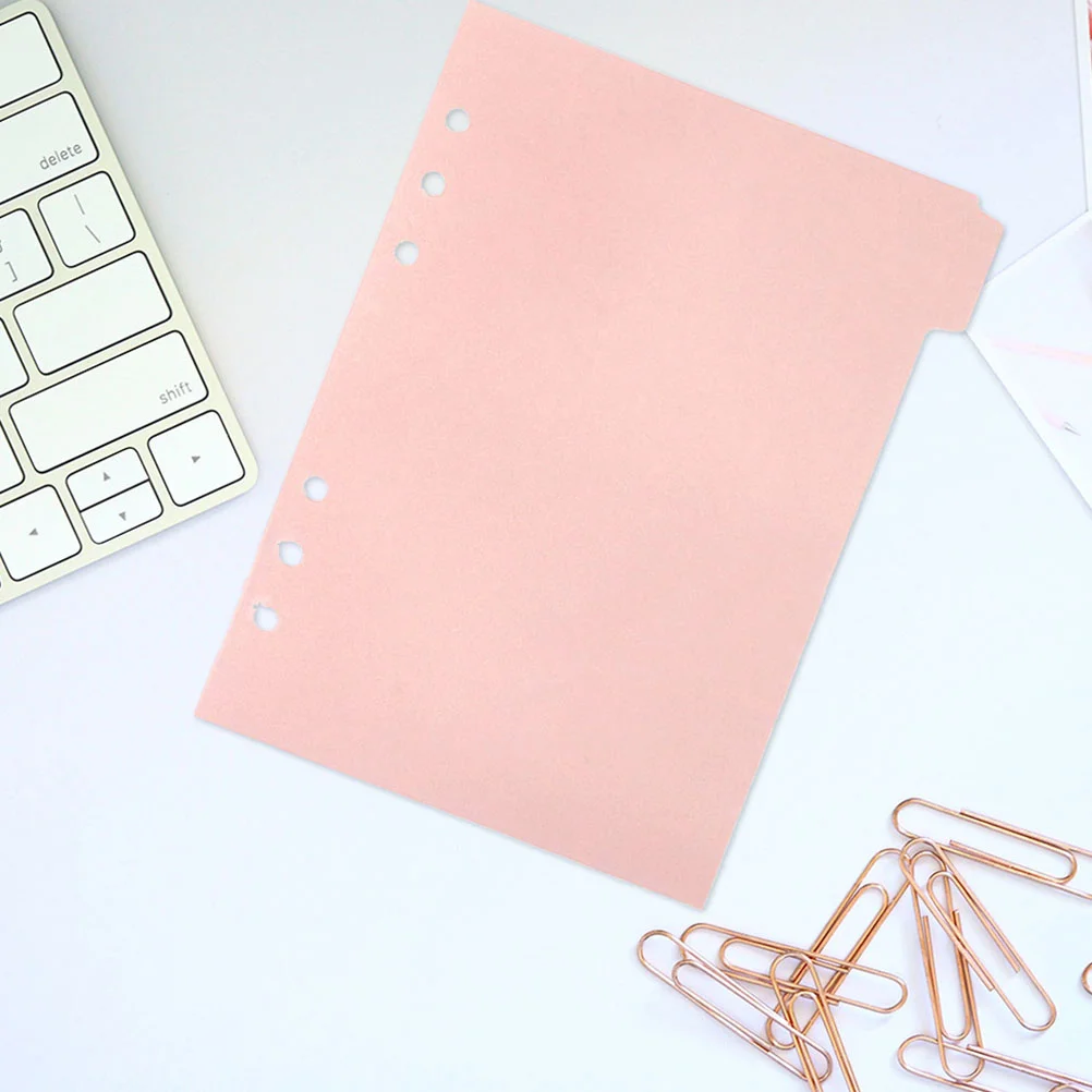 6 Sheets Tabs Slip Paper Page Dividers for Ring Binder with Partition Notebook Binders