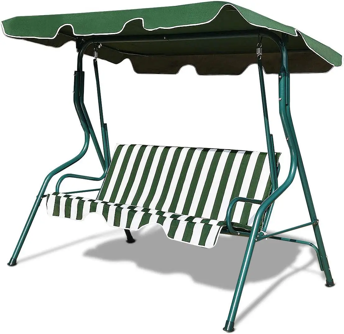 

Tangkula 3 Person Porch Swing, Patio Swing with Removable Cushion & Powder-Coated Steel Frame, Outdoor Swing with Canopy