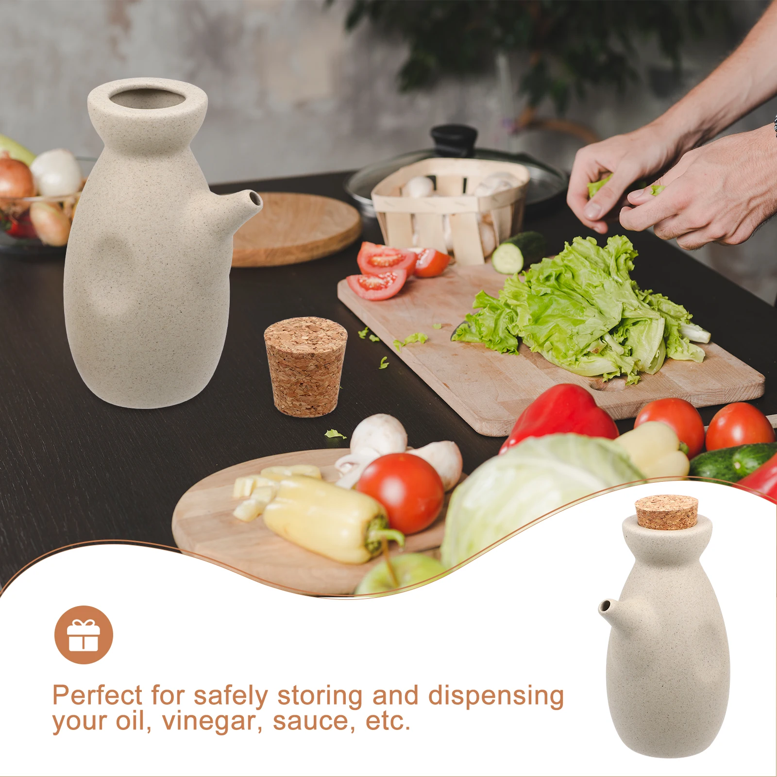 

Japanese Style Ceramic Soy Sauce Jar Oil Dispenser Kitchen Vinegar Container Multi-Function Sauce Bottle Household Spice