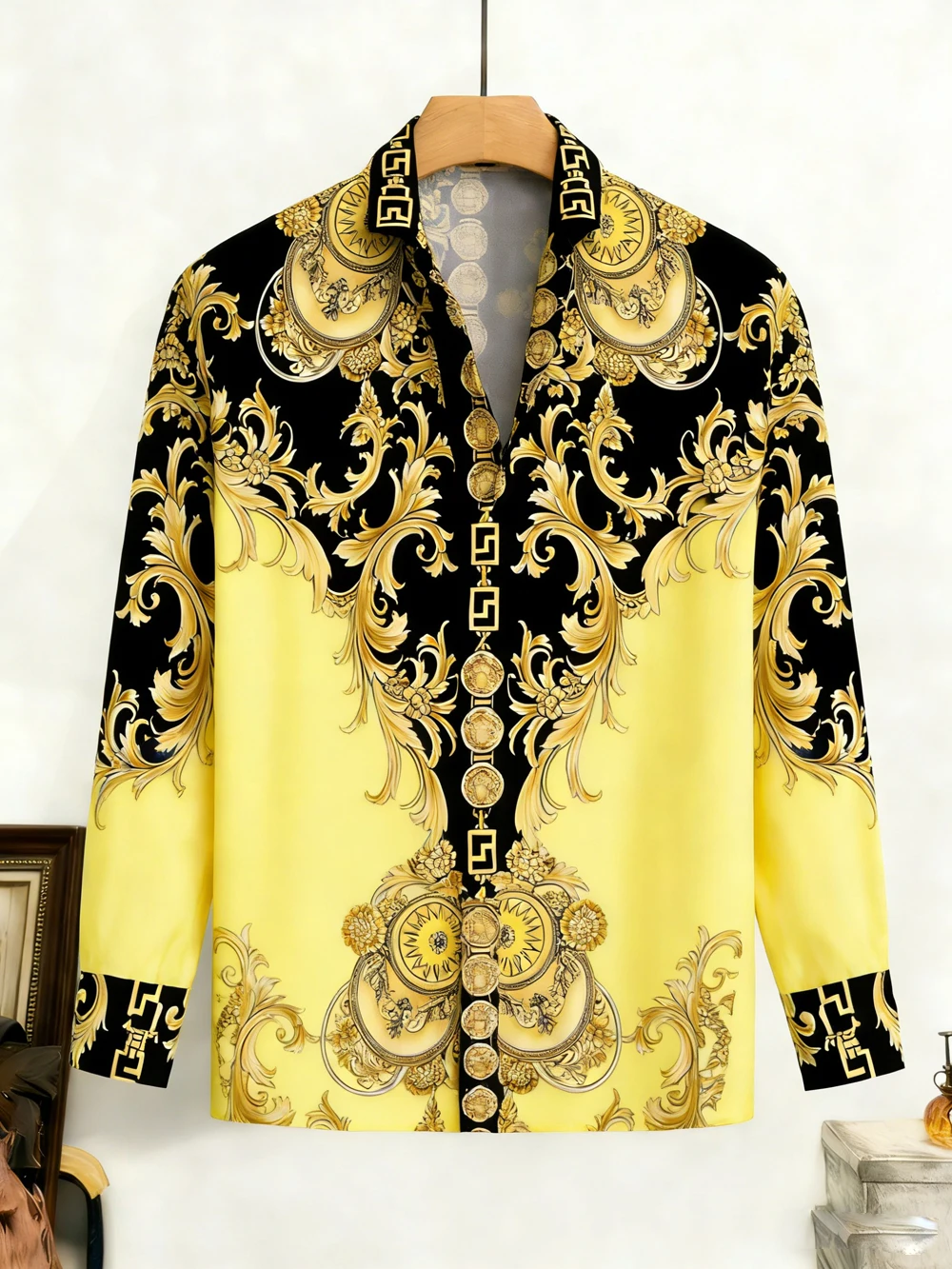 

Men's Retro Casual Long Sleeve Shirt HD Rattan Plant 3D Printed Shirt Hawaiian Vacation Outdoor Wedding Men's Clothes for You