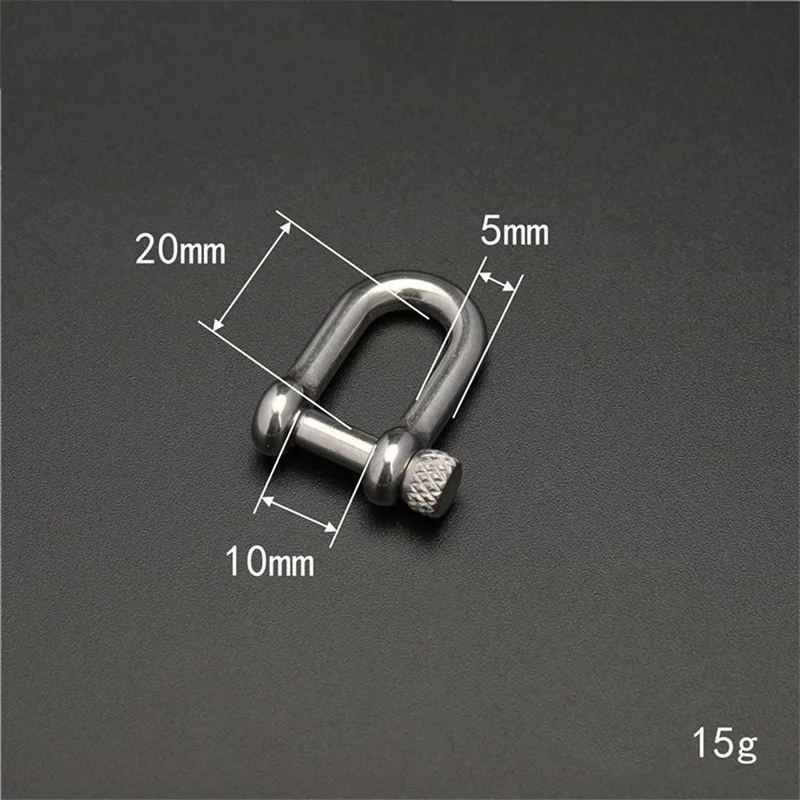 1 Piece Stainless Steel Staples Carabiner D Bow Shackle Fob Key Ring Keychain Hook Screw Joint Connector Buckle Silver