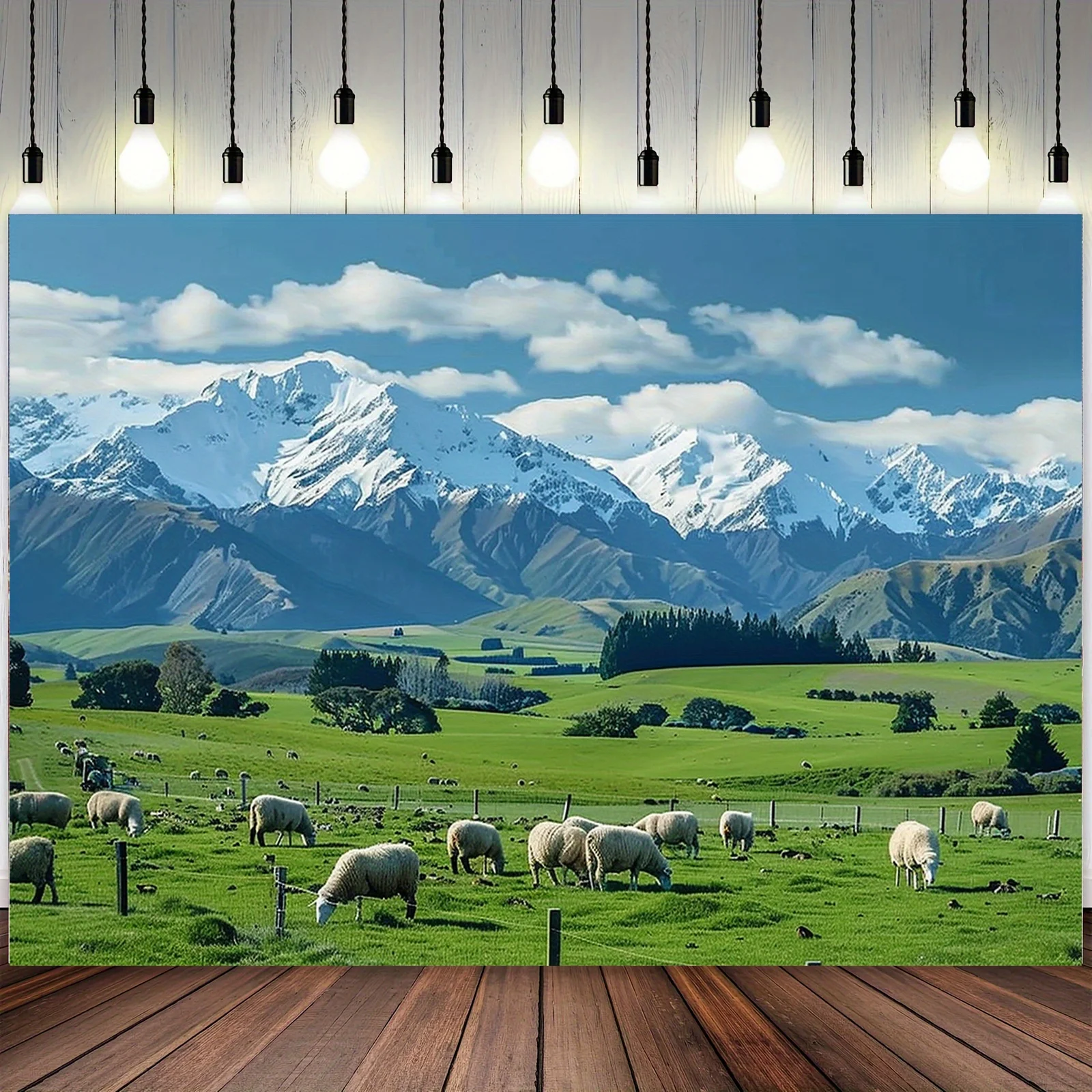 Pastoral Sheep Landscape Tapestry Snowy Mountain Field Wall Hanging Nature Home Decor Free Hooks Included Elevate Your Space