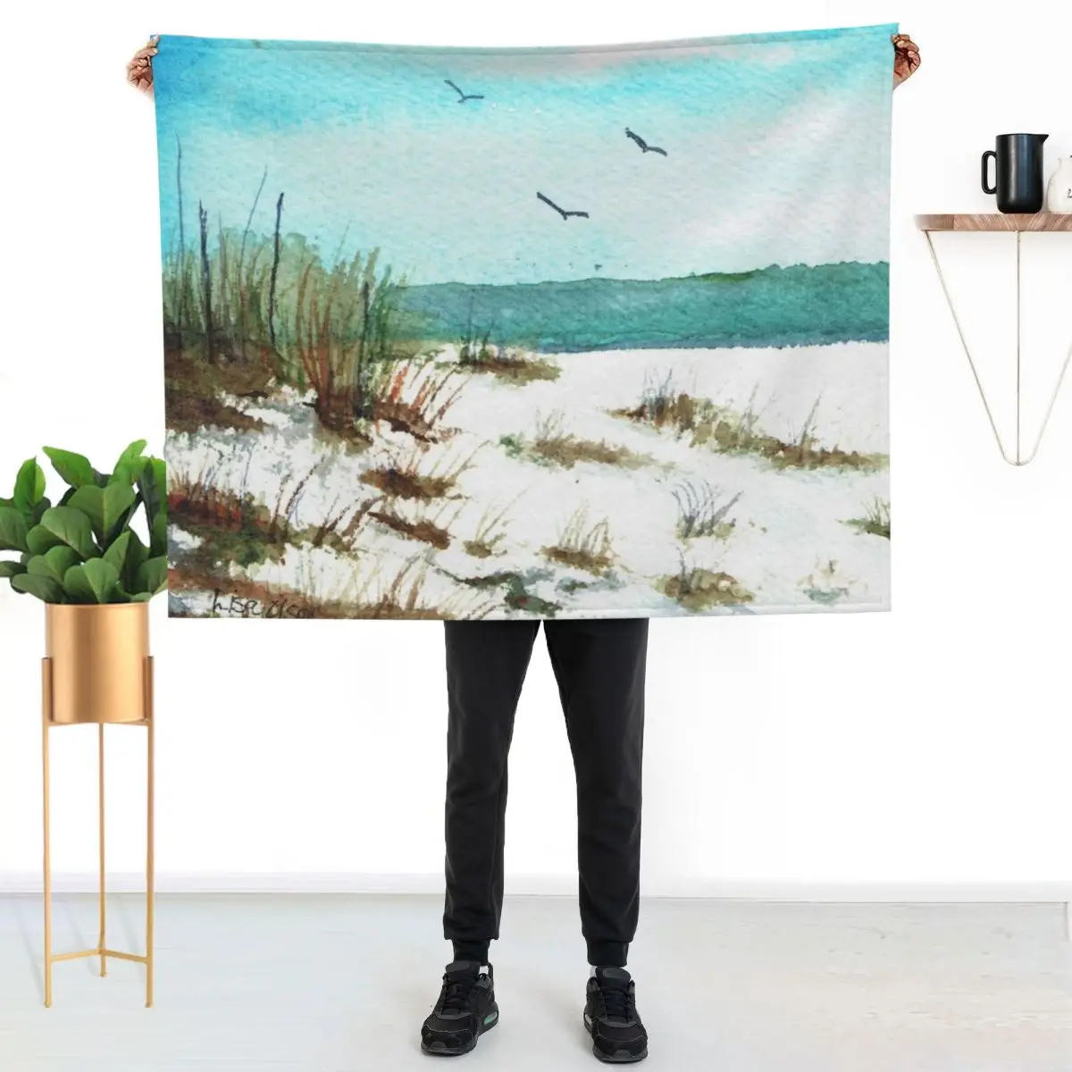 Sandy Beach with Birds #redbubble #beach Throw Blanket Furry Luxury St Cute Plaid manga Soft Beds Blankets