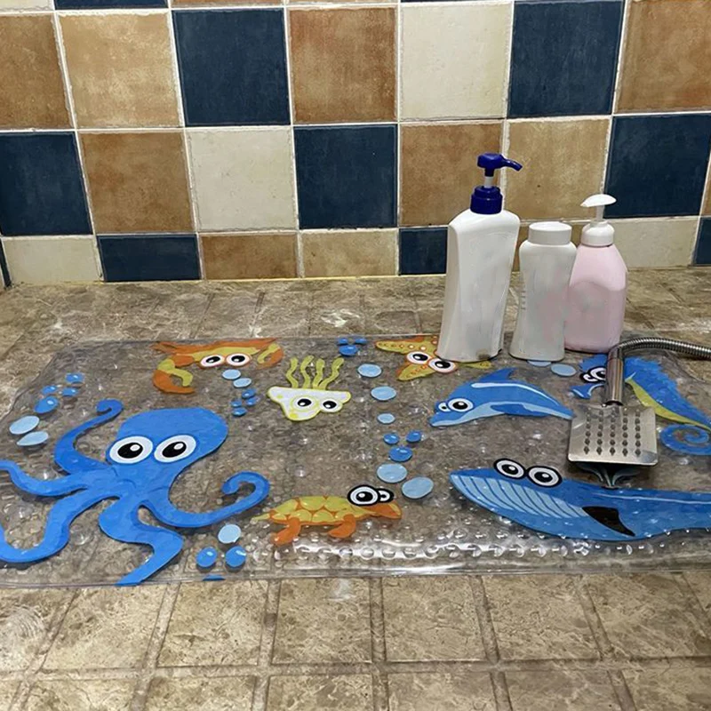 

Pattern Cartoon Non-Slip Bathroom Mat PVC Bottom Suction Cup Shower Mat for Child Drainage Bath Pad Bathtub Mat Eco-friendly