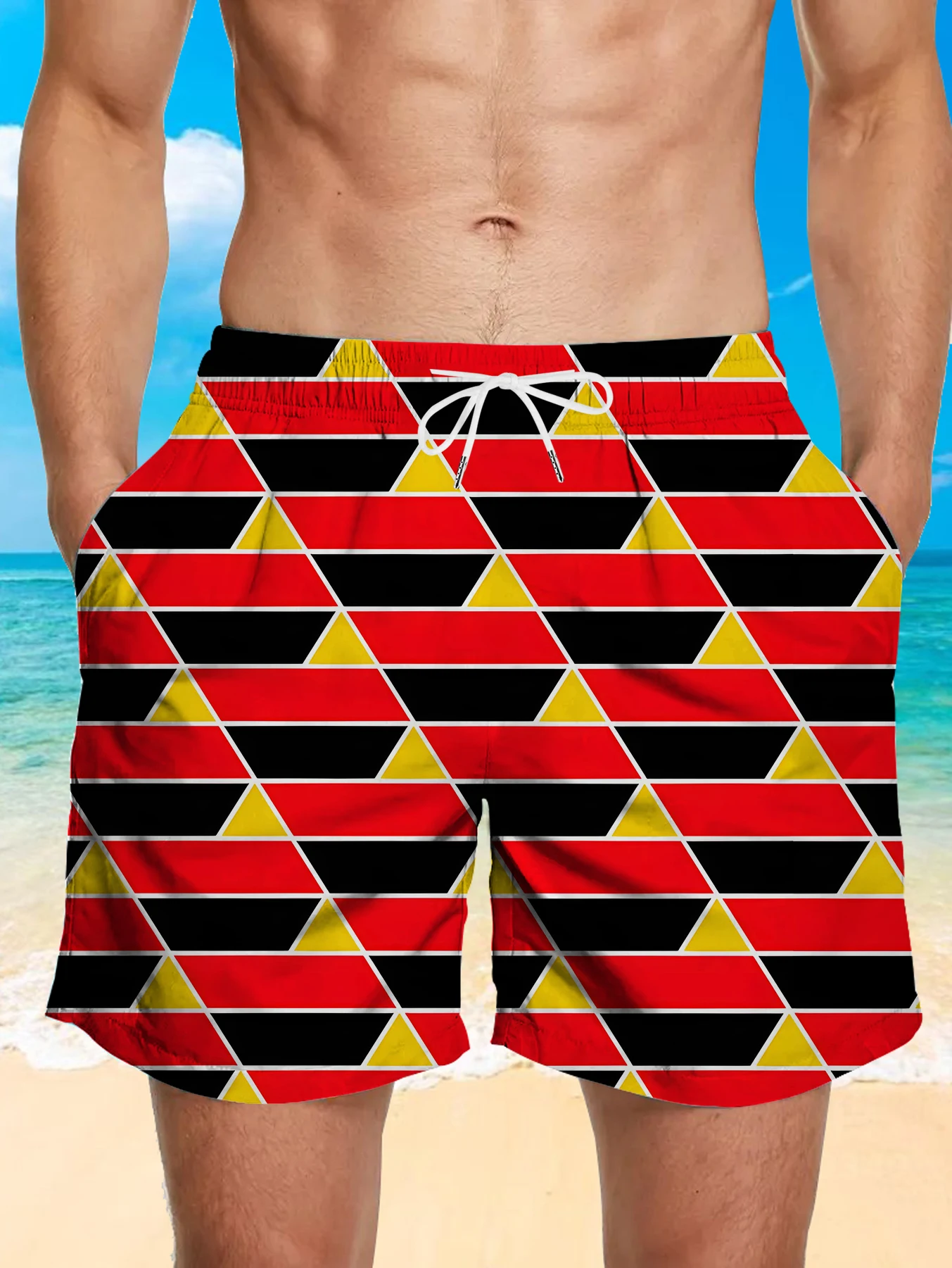 

Plus Size Men Digital Printed Shorts Full Print Quick Dry Polyester Beach Trunks