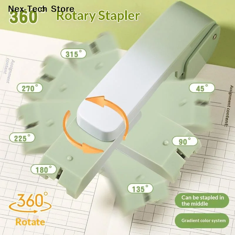 [NT]360 Degree Rotatable Stapler With Gradient Color Comfortable Grip Perfect For School Office Students Daily Document Binding