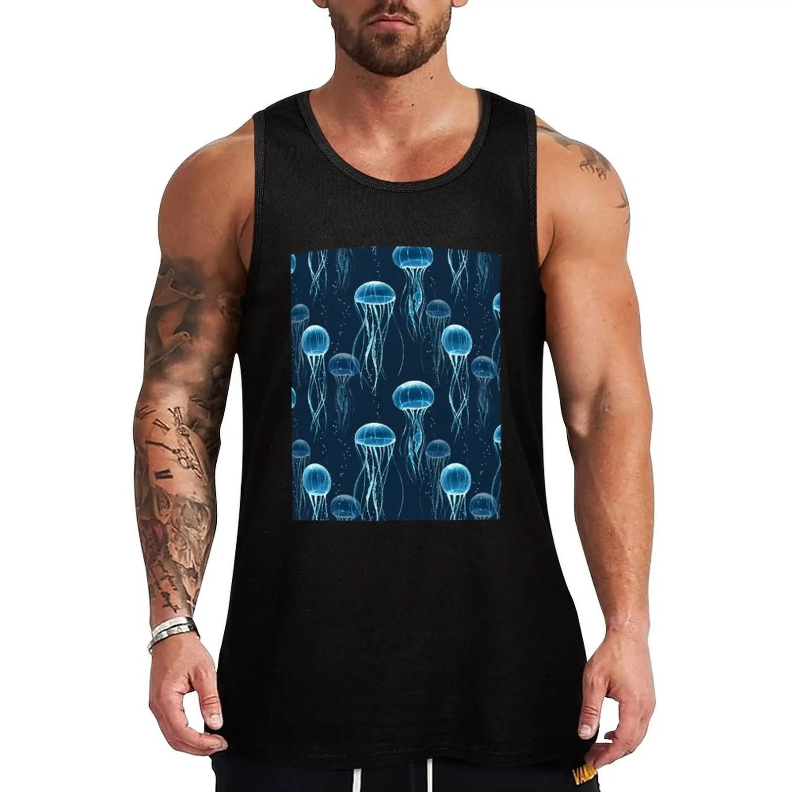 

Glowing jellyfish Tank Top training weight vest bodybuilding men Muscle fit t-shirt for man