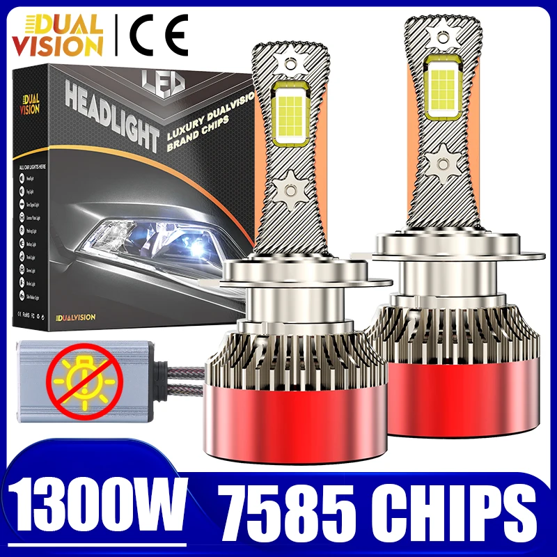 

1300W H7 H4 Светодиодные автомобильные фары H1 H8 H9 H11 HB3 9005 HB4 9006 9012 HIR2 Свет 2 шт. 1:1 Mini 7585 CSP Вентилятор Декодер Турболампа