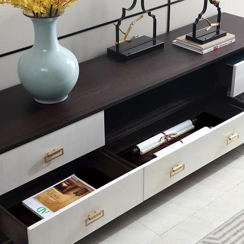 Chinese solid wood TV cabinet light luxury modern living room furniture multi-functional storage floor cabinet storage cabinet