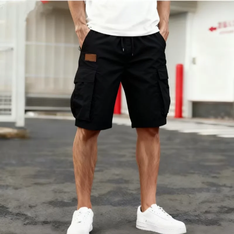 

Men's Loose Fit Cargo Shorts with Multi Pockets Summer Wear Drawstring Waist Knee-Length Outdoor Casual Soft Pants