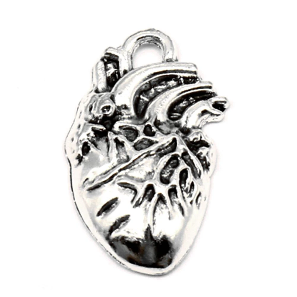 5pcs 15x25mm Heart Charms Pendants For Earrings For Crafts Girls Jewelry Antique Silver Color