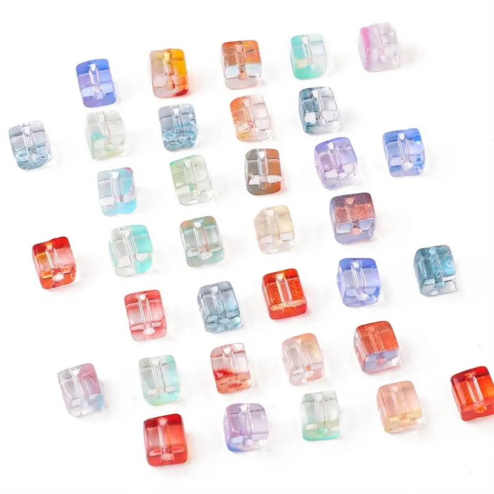 Glass DIY Beads with Sugar Cubes Transparent Colored Handmad Beading Materials Sugar Cube Octagon Design