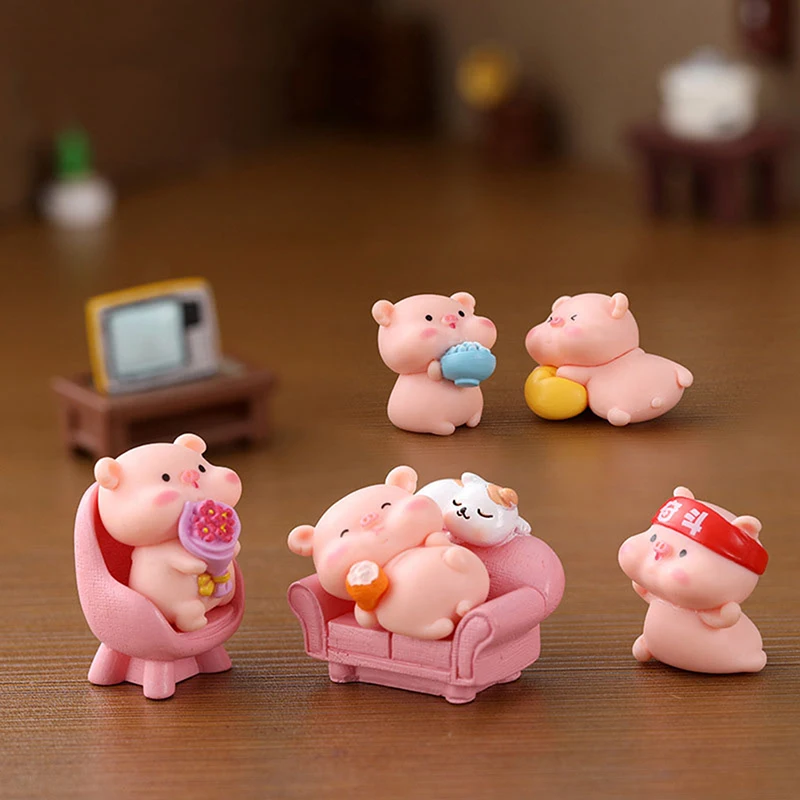 1PC Lovely Cartoon Pig Mini Figurine Fairy Garden Micro Landscape Desktop Home Decoration