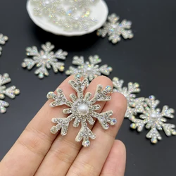 20PCS 40mm Glitter Rhinestone Cloth Christmas Snowflakes Patches DIY Craft Cake Hairpin Appliques Supplies