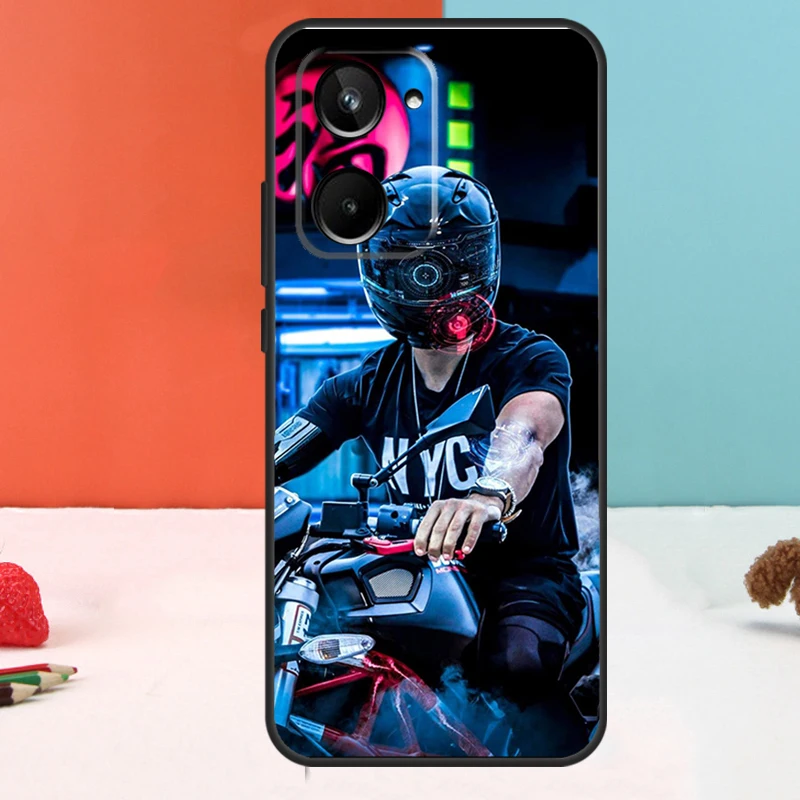 Neon Motorcycle Biker For Realme 10 11 12 Pro Plus GT Neo5 C11 C30 C31 C33 C35 C25s C21Y C51 C55 C53 GT5 Pro Case