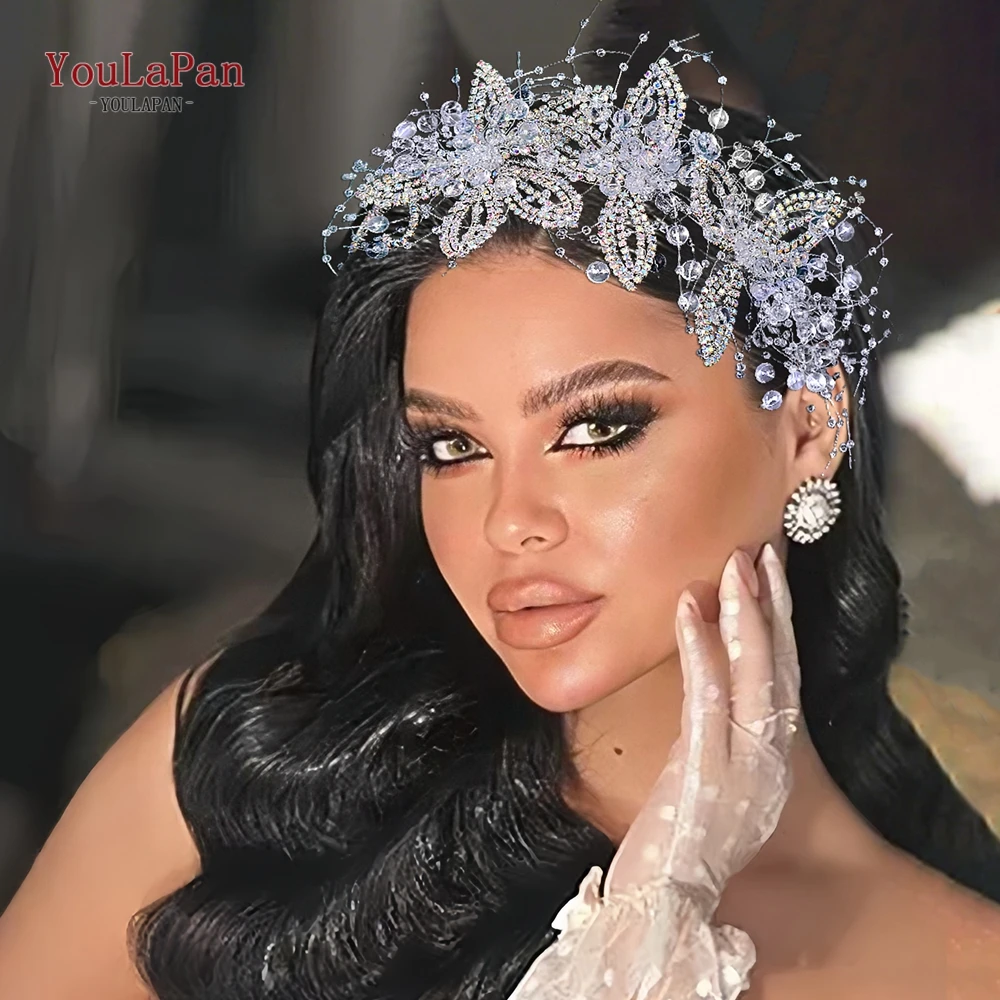 

YouLaPan Fashion Bridal Headband Atmosphere Women Hair Piece Glitter Rhinestone Headwear for Wedding Prom Party Head Hoop HP957