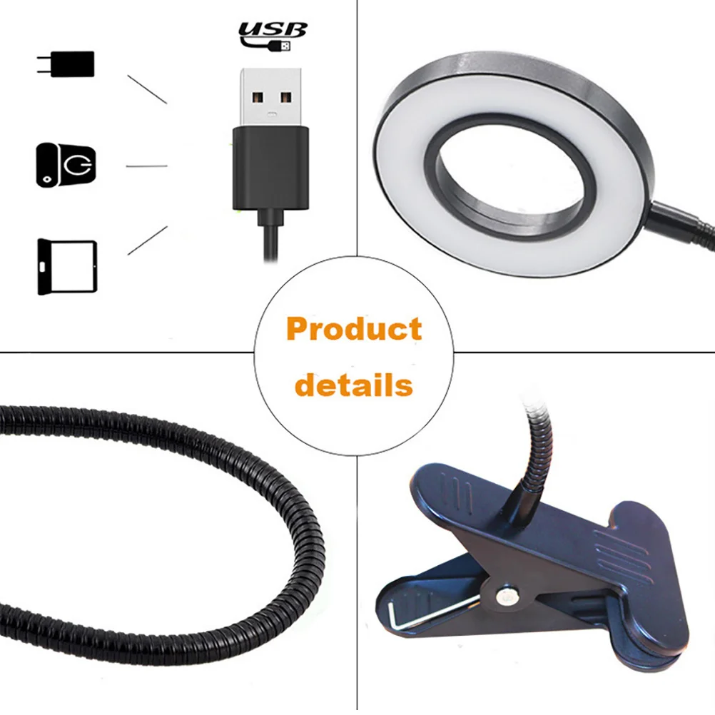 

Usb Powered Clip-On Led Reading Lamp Dimmable Makeup Light Eye-Friendly Clamp Light Bedroom Nursery Corridor Use