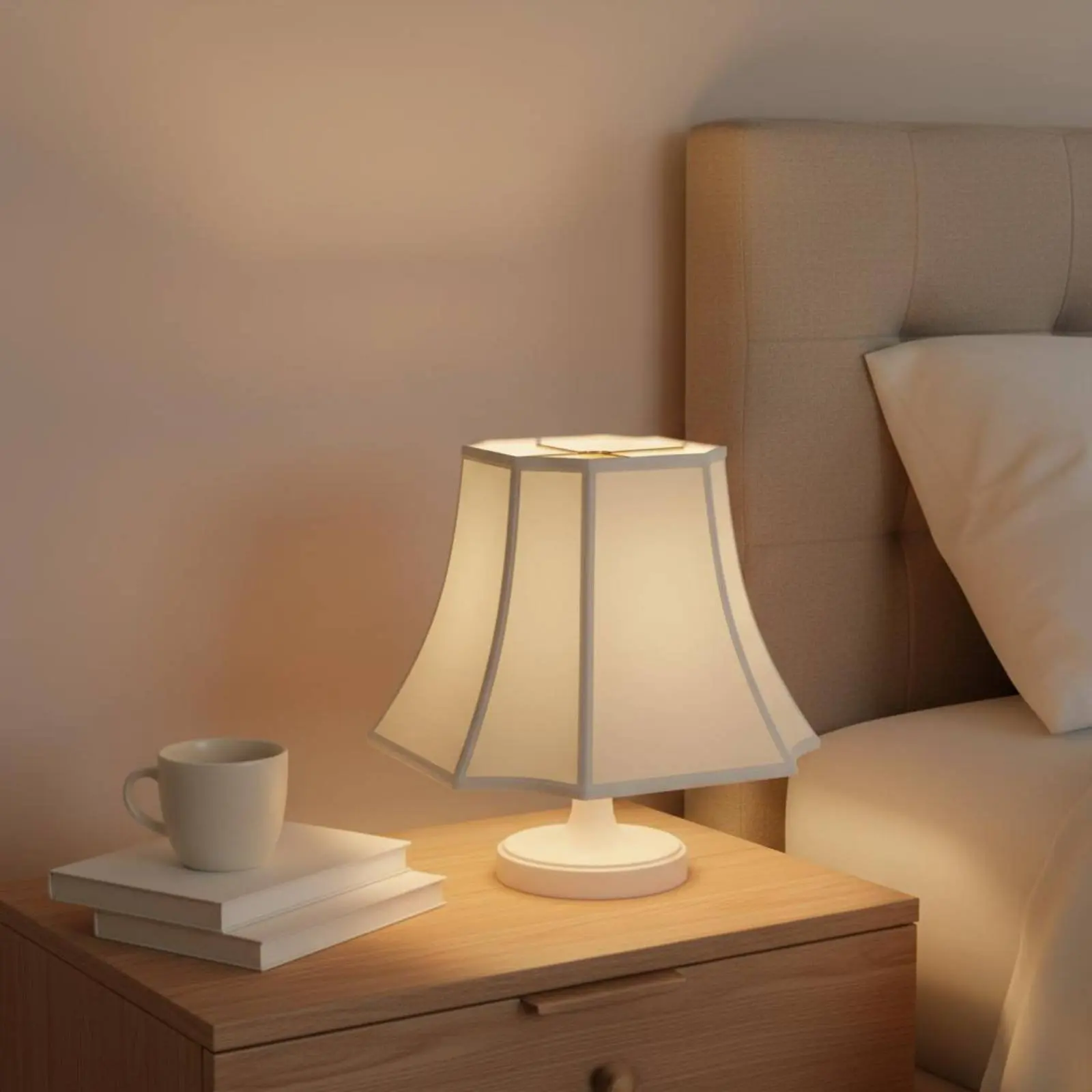 

Rectangle Lamp Shade Decorative Design Scalloped Lampshade Beige Textile Lamp Shade Cozy Ambiance Home Lighting Easy to Match